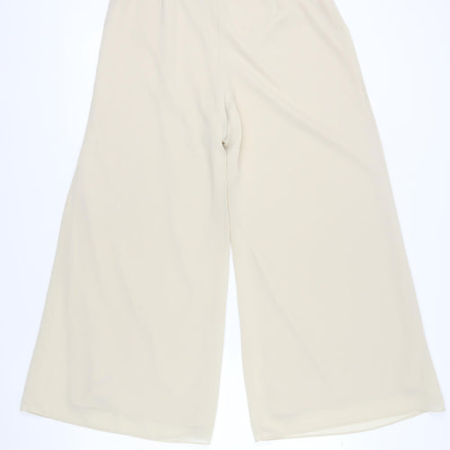 R & M Richards Women's Beige Plus Wide-Leg Trousers