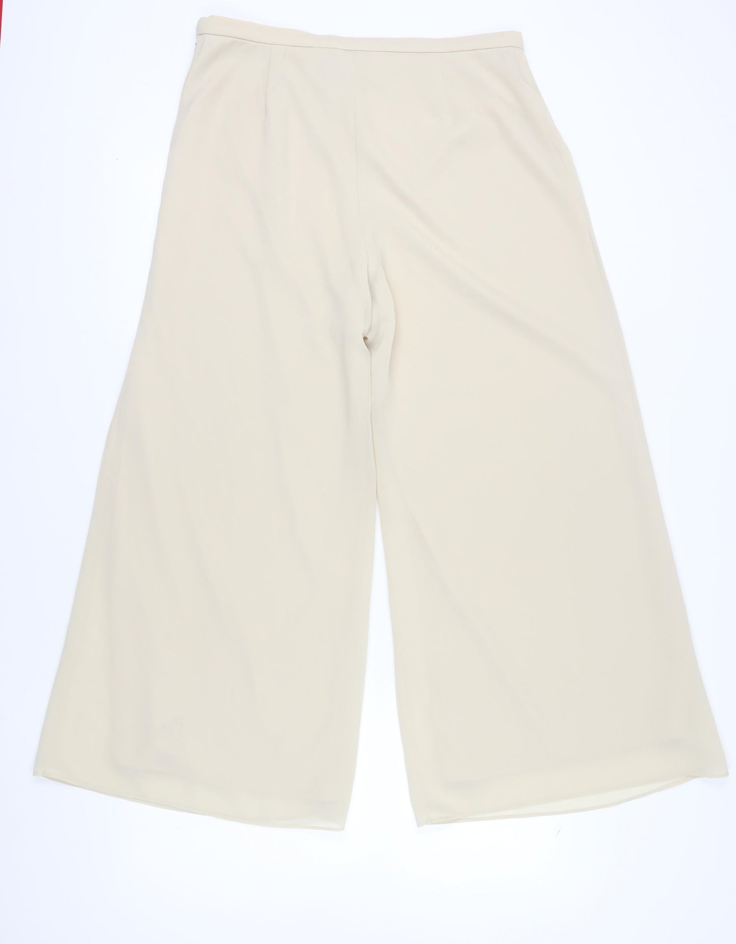 R & M Richards Women's Beige Plus Wide-Leg Trousers
