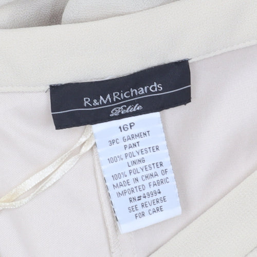 R & M Richards Women's Beige Plus Wide-Leg Trousers