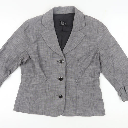 First Option Women's Grey Checked Suit Jacket, Size 14