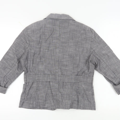First Option Women's Grey Checked Suit Jacket, Size 14