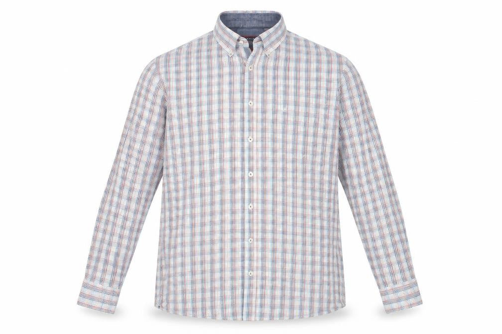Front view of Casa Moda Men's Multicoloured Plaid Shirt, size 14