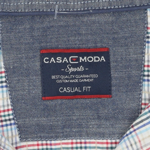 Casa Moda Men's Multicoloured Plaid Shirt, Size 14