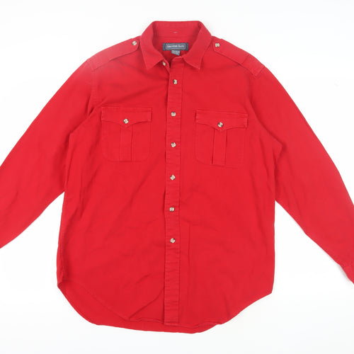 Christopher Hayes Men's Red Cotton Button-Up Shirt