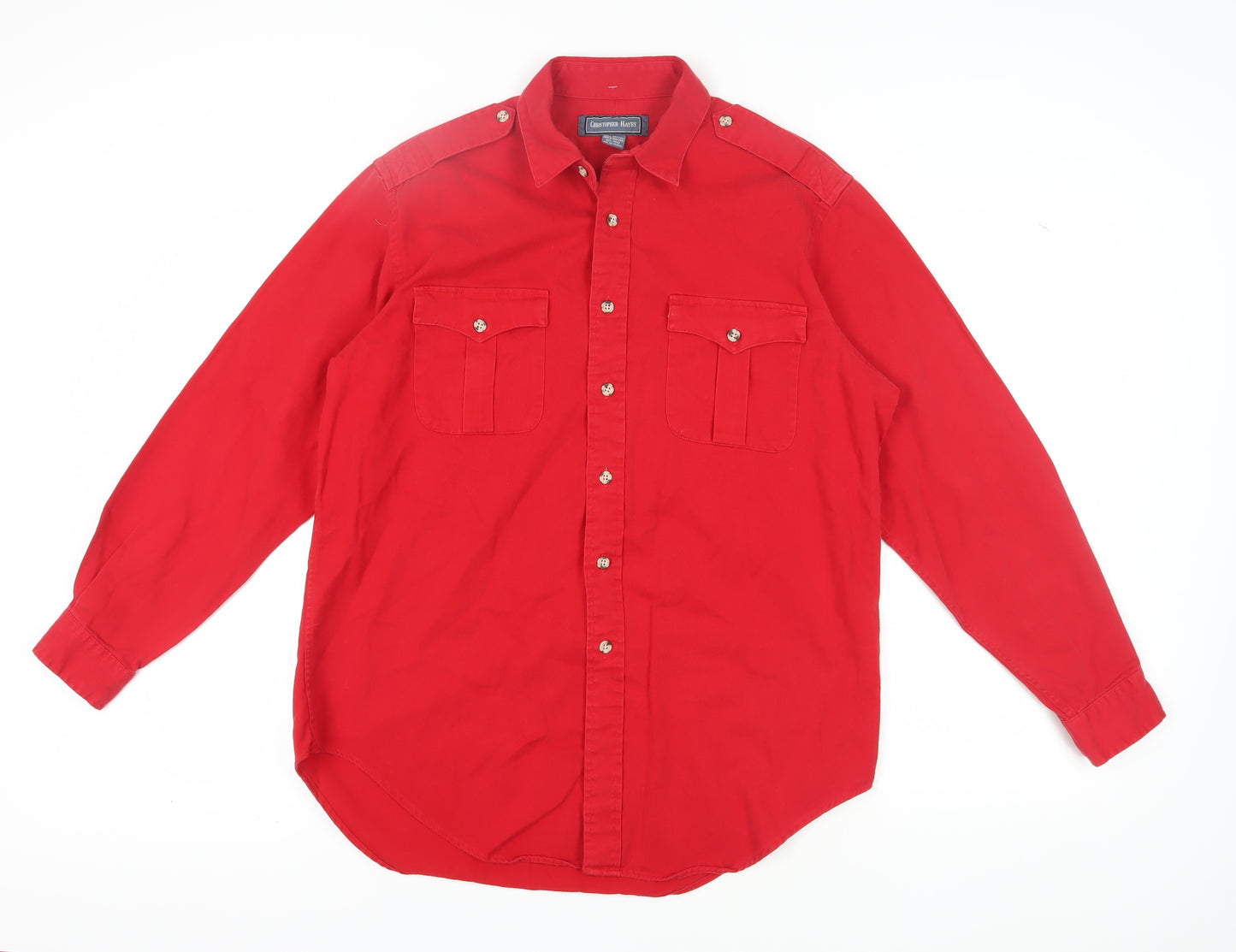Christopher Hayes Men's Red Cotton Button-Up Shirt