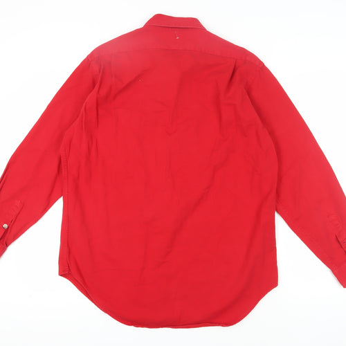 Christopher Hayes Men's Red Cotton Button-Up Shirt