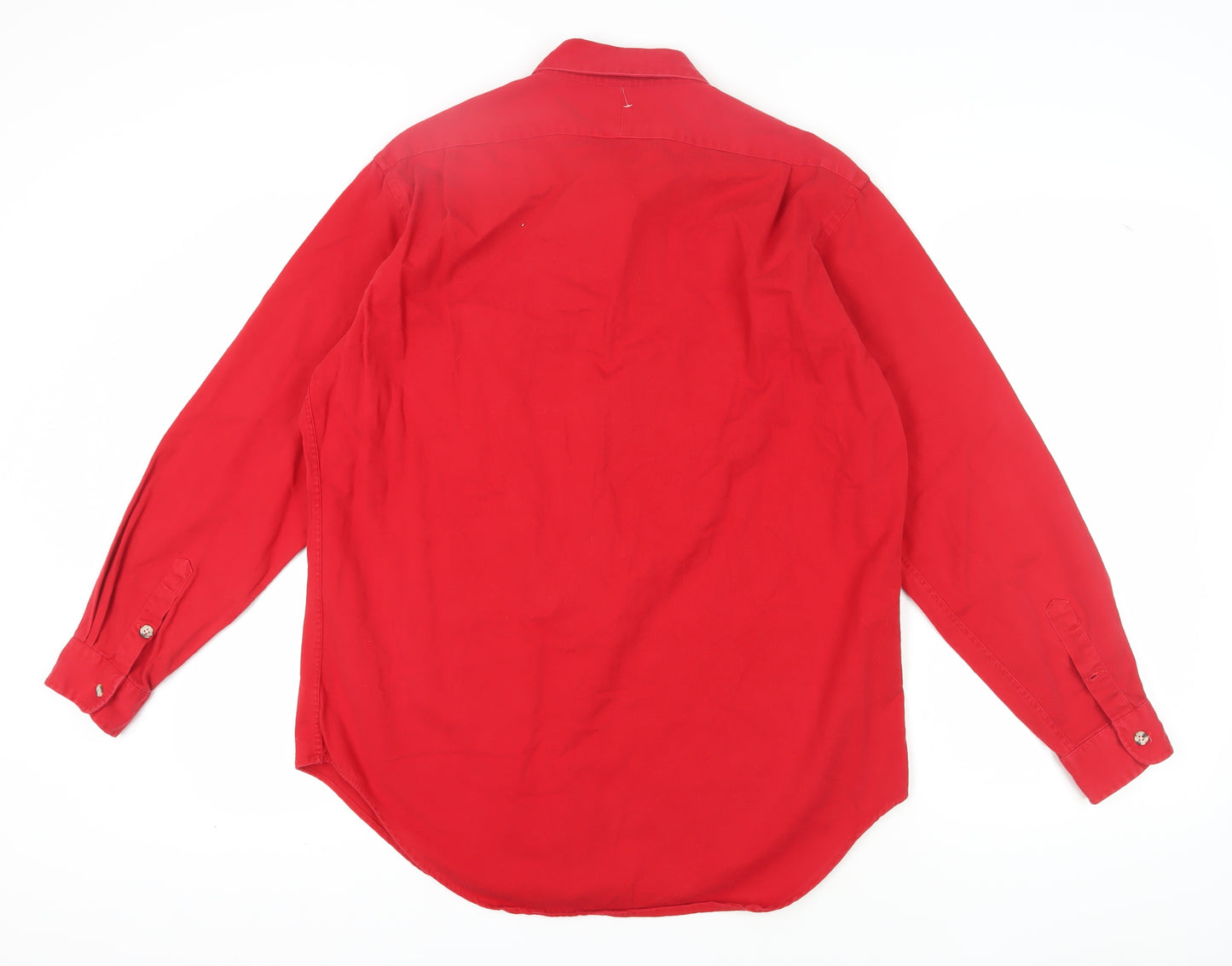Christopher Hayes Men's Red Cotton Button-Up Shirt