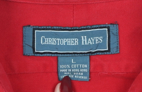 Christopher Hayes Men's Red Cotton Button-Up Shirt
