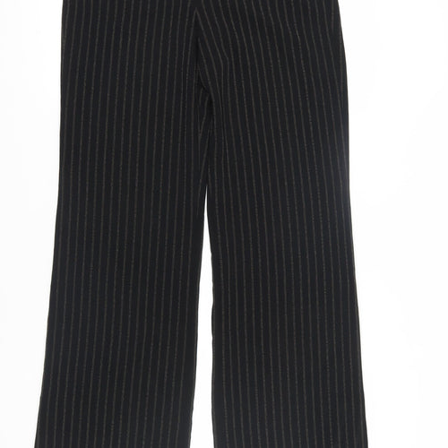 Studio M Women's Black Striped Wide-Leg Trousers Size 10
