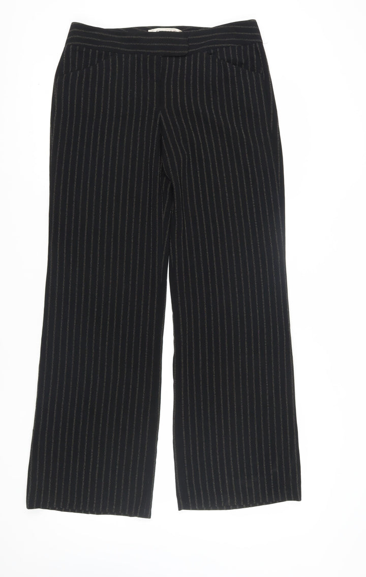 Studio M Women's Black Striped Wide-Leg Trousers Size 10