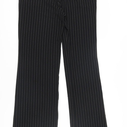 Studio M Women's Black Striped Wide-Leg Trousers Size 10