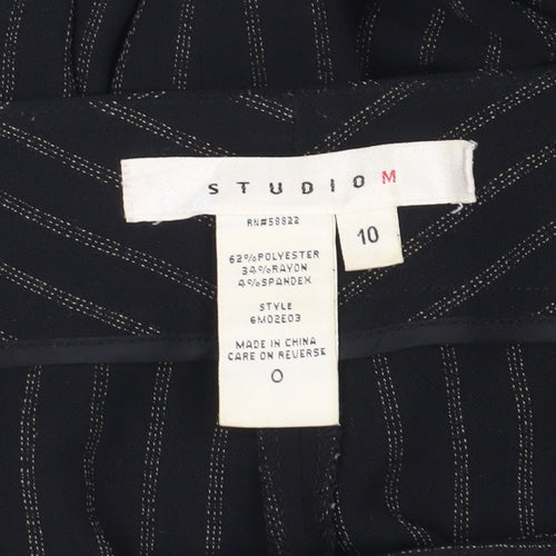 Studio M Women's Black Striped Wide-Leg Trousers Size 10