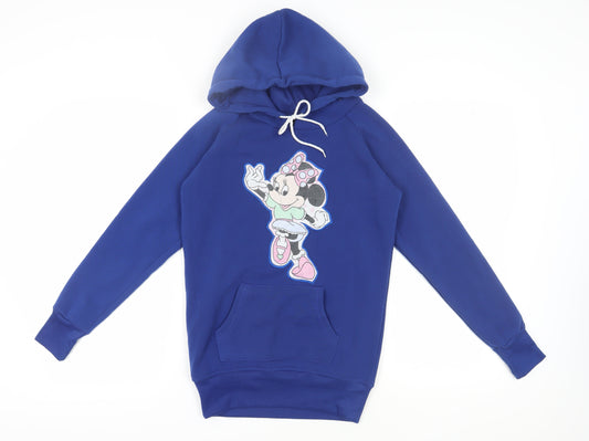 Front view of SWS Women's Blue Disney Hoodie, size S, Cartoon Graphic