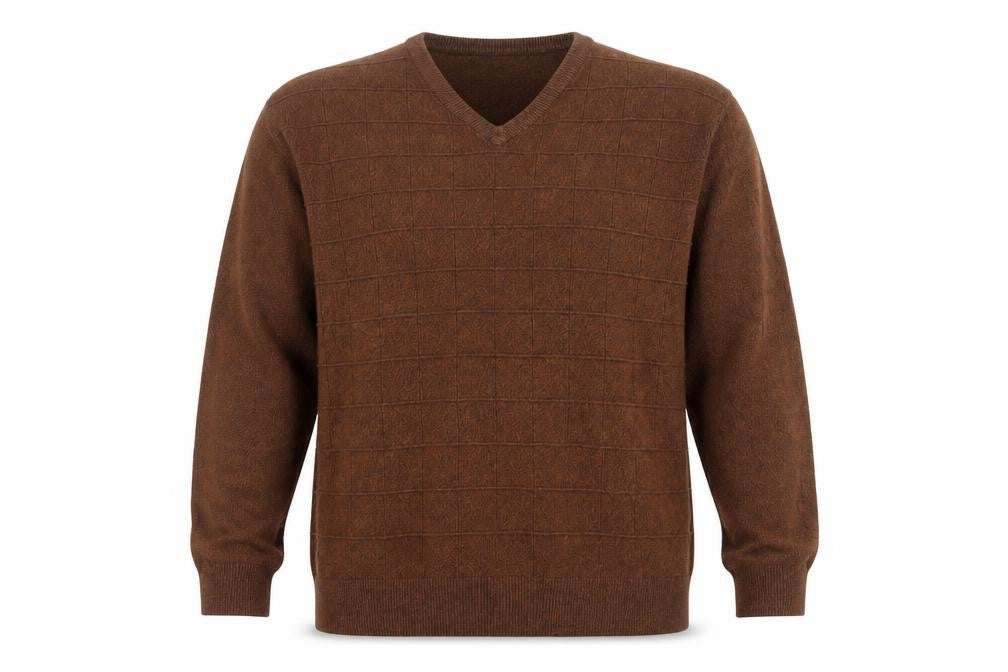 Front view of Dockers Men's Brown Pullover V-Neck Jumper XL