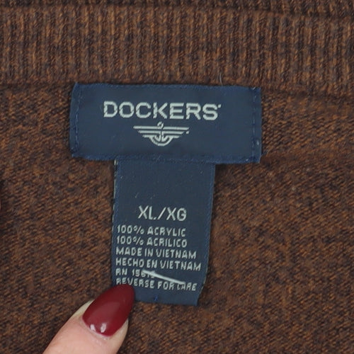 Dockers Men's Brown Pullover V-Neck Jumper XL