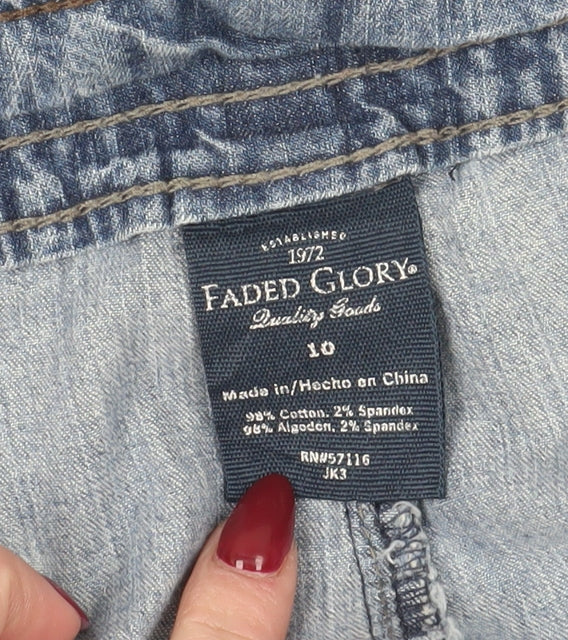 Faded Glory Women's Blue Denim Shorts, Size 10, Casual Style
