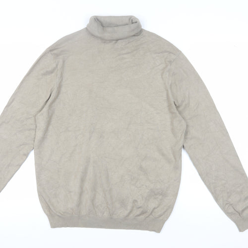 Cotton On Men's Beige Roll Neck Pullover L