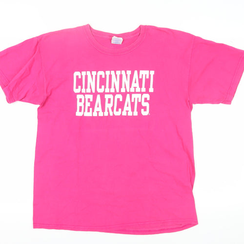 Gildan Pink Unisex T-Shirt L Cotton Crew Neck
