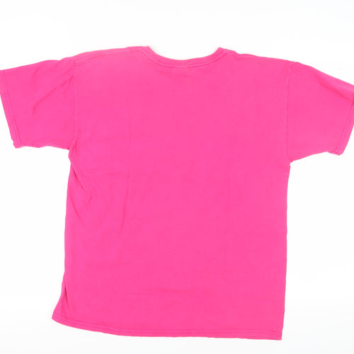 Gildan Pink Unisex T-Shirt L Cotton Crew Neck