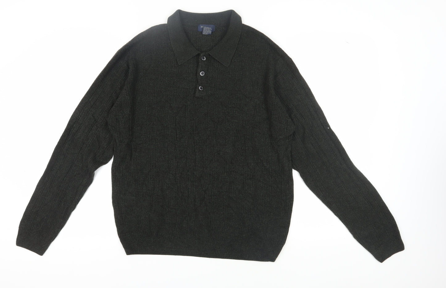 Dockers Men's Green Collared Pullover Jumper, L