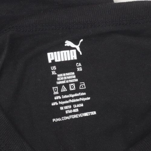 Puma Men's Black XL T-Shirt, Crew Neck, Logo Accent