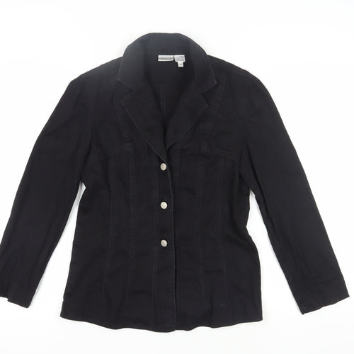 Jeanology Women's Black Collared Button-Up Shirt 8
