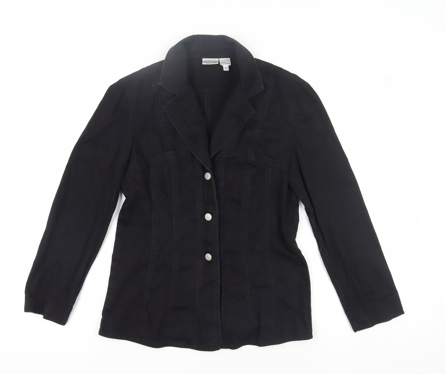 Jeanology Women's Black Collared Button-Up Shirt 8