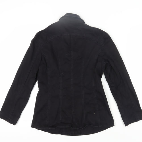 Jeanology Women's Black Collared Button-Up Shirt 8
