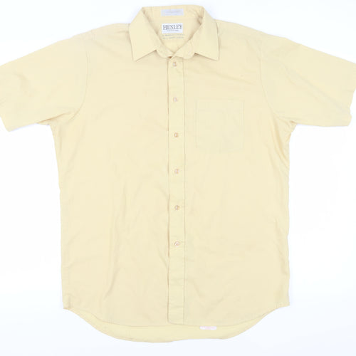 Henley Men's Beige Short Sleeve Button-Up Shirt