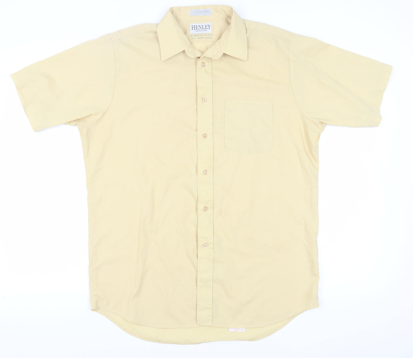 Henley Men's Beige Short Sleeve Button-Up Shirt