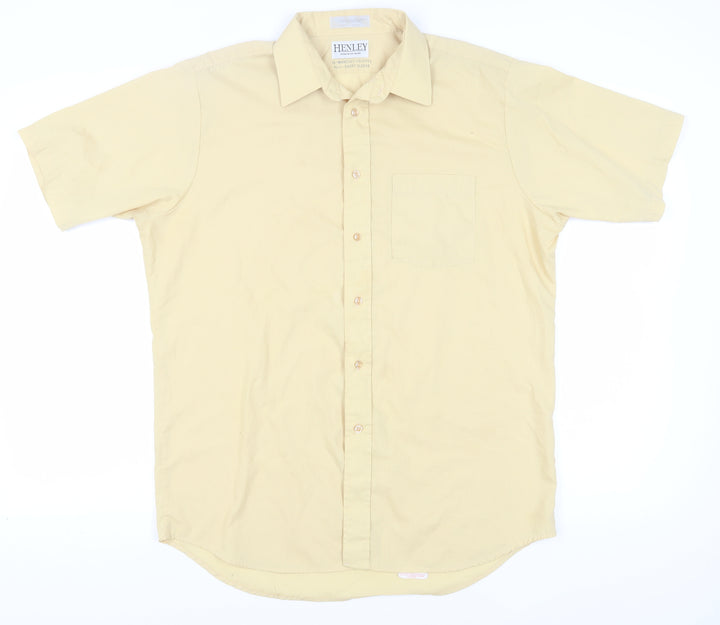 Henley Men's Beige Short Sleeve Button-Up Shirt
