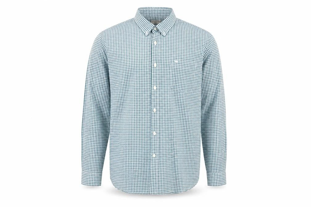 Front view of Dockers Men's Blue Check Button-Up Shirt XL