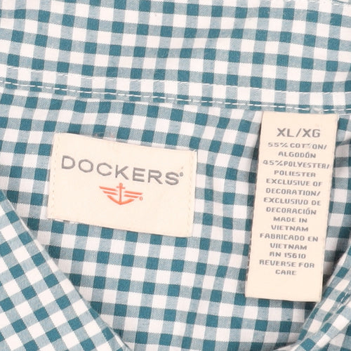 Dockers Men's Blue Check Button-Up Shirt XL