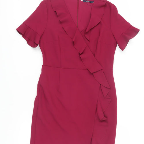 French Connection Women's Red Wrap Dress Size 12