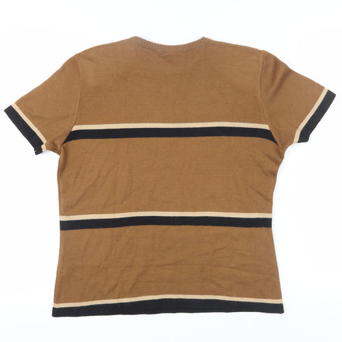 Escolá Women's Brown Pullover Jumper, Crew Neck, Size 14