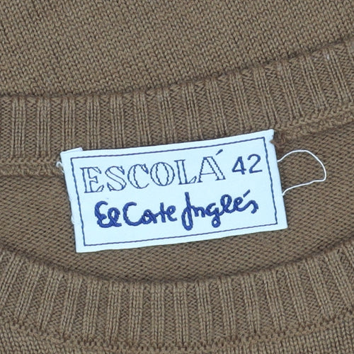 Escolá Women's Brown Pullover Jumper, Crew Neck, Size 14
