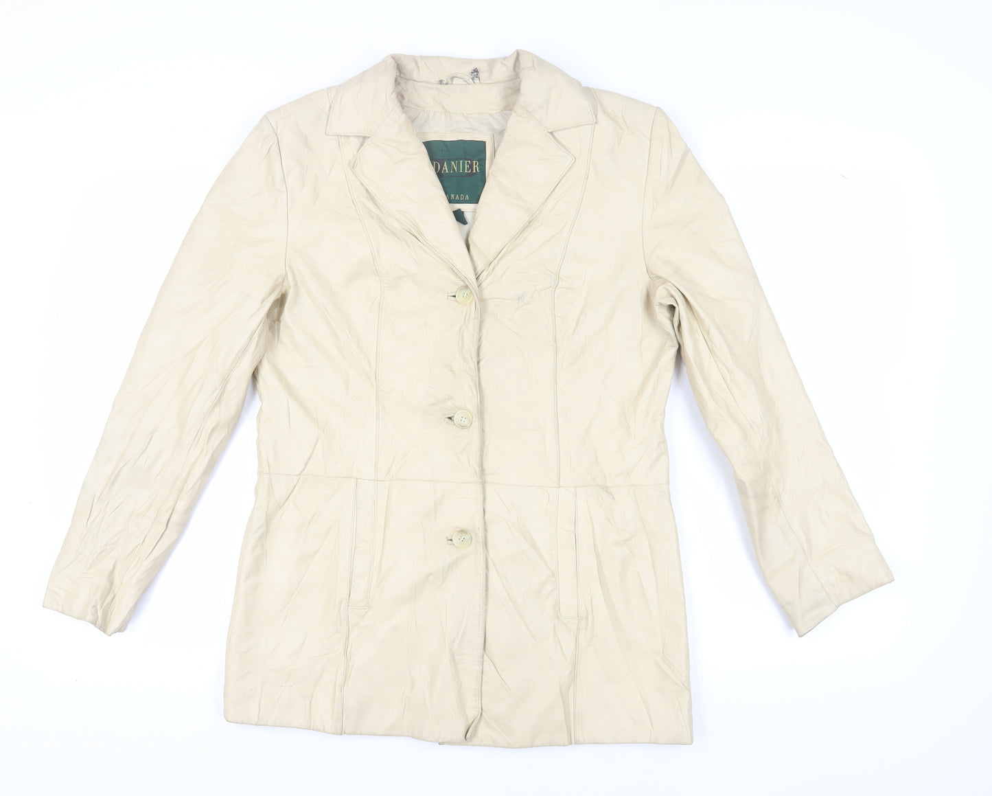 Danier Women's Beige Leather Overcoat Size 12