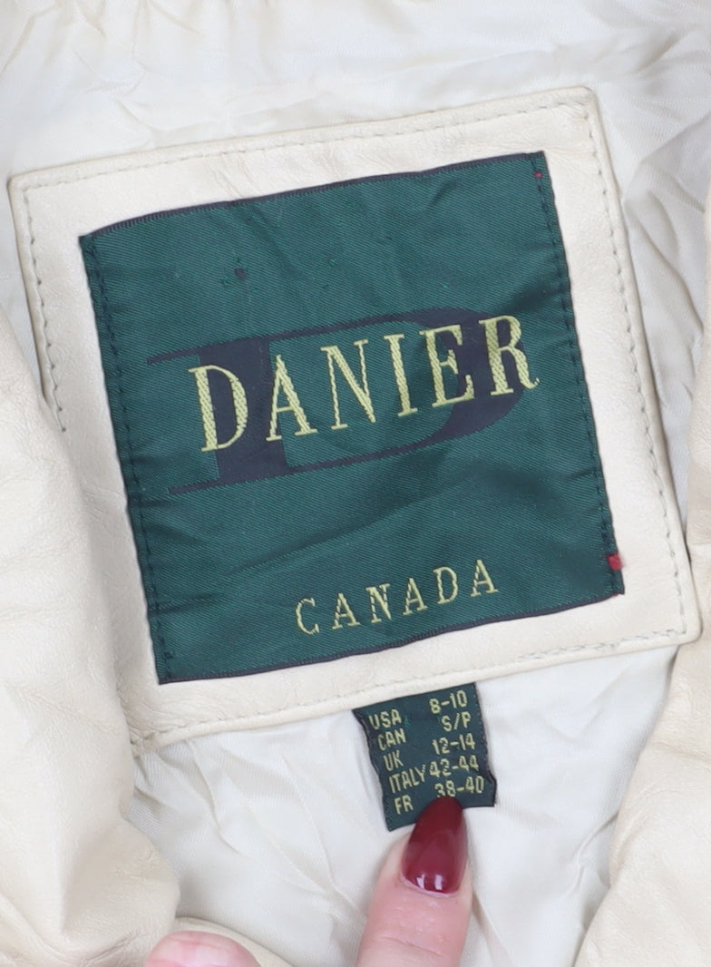 Danier Women's Beige Leather Overcoat Size 12