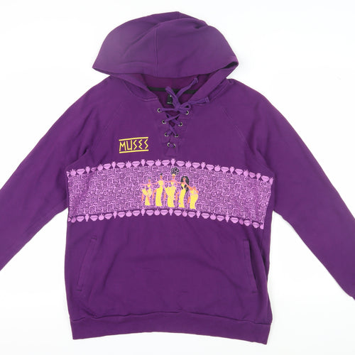 Disney Women's Purple Henley Hoodie - Size L