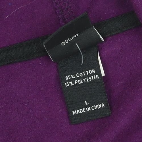 Disney Women's Purple Henley Hoodie - Size L