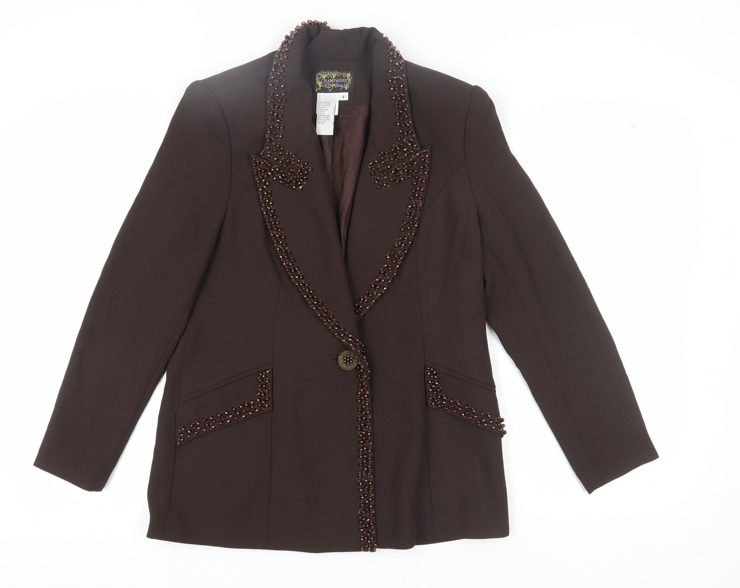 CHAMPAGNE Women's Brown Blazer Size 8 Formal