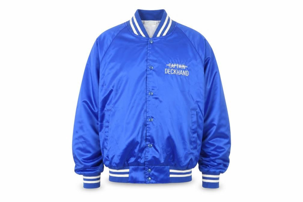 Front view of Murina Men's Blue Varsity Jacket L