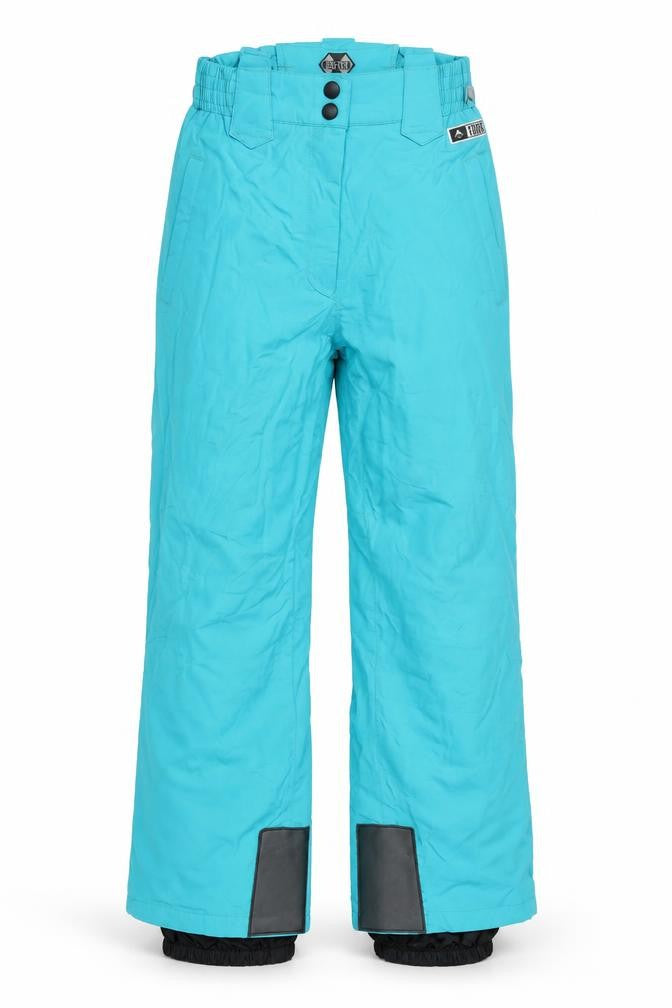 Front view of Edge Tech Women's Blue Snow Pants, size 8, Waterproof