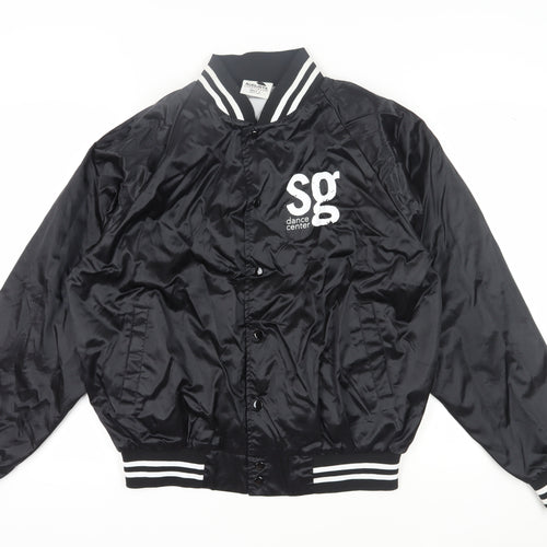 Augusta Unisex Black Varsity Jacket L Nylon Snap