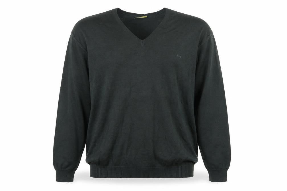 Front view of Bardas Men's Black Acrylic V-Neck Pullover XL