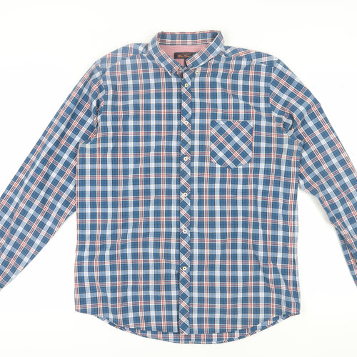Ben Sherman Men's Blue Plaid Long Sleeve Shirt XL