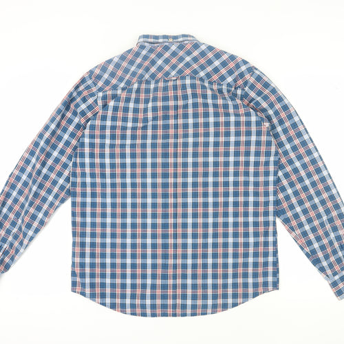 Ben Sherman Men's Blue Plaid Long Sleeve Shirt XL