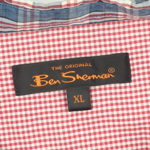 Ben Sherman Men's Blue Plaid Long Sleeve Shirt XL