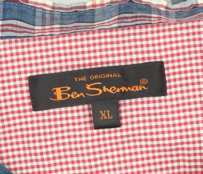 Ben Sherman Men's Blue Plaid Long Sleeve Shirt XL