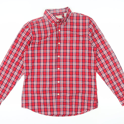 Dockers Men's Red Plaid Long Sleeve Shirt M